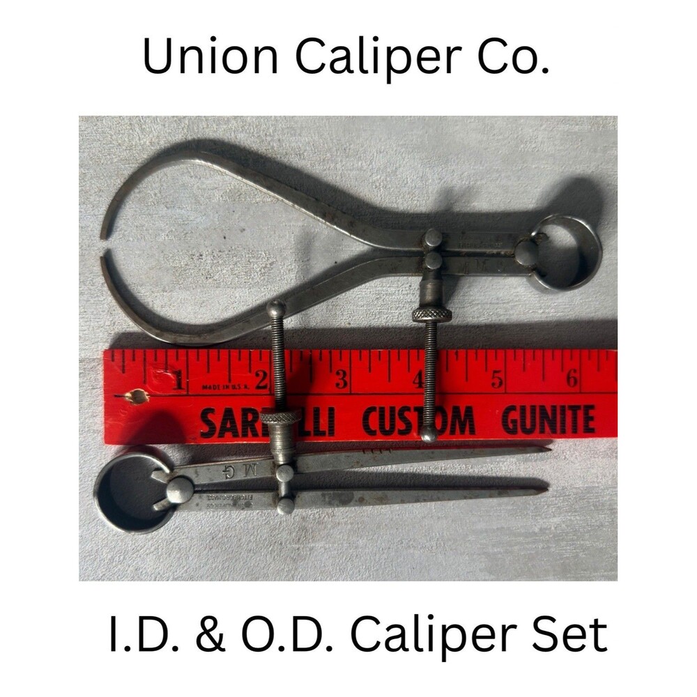 Vintage Union Tool Co. 5" Outside Caliper, & 6" Inside Calipers Made in Mass USA